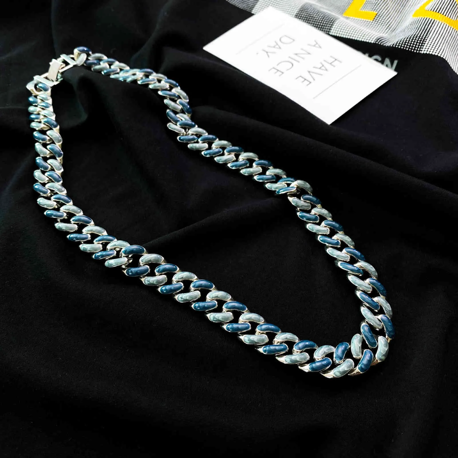 2021 модное панк-кубинское ожерелье звездное небо голубое ожерелье для пары ins модное ожерелье в стиле хип-хоп348O