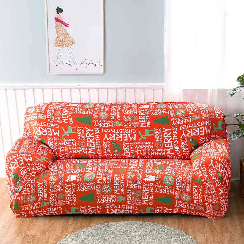 Decoração de Natal Stretch Soft Sofá Slipcovers Capa de Sofá Elástica para Diferente Forma Loveseat Cadeira L-Estilo 211207