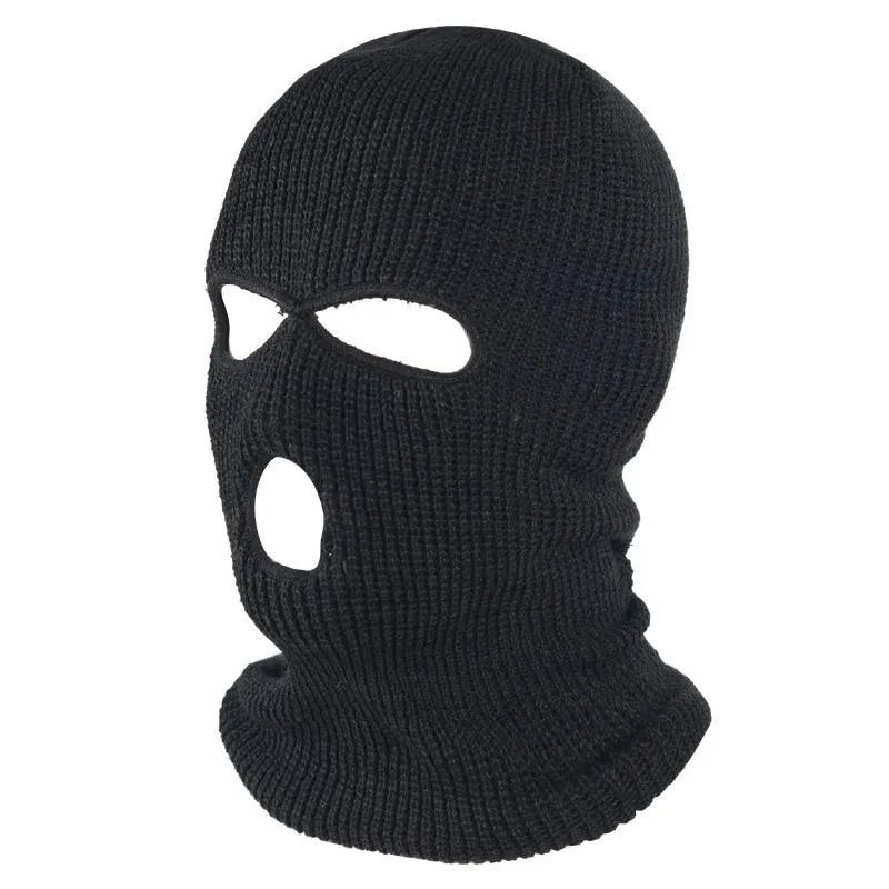 Fietsen Caps Maskers Pure Kleur Volgelaatsmasker 3 Gat Bivakmuts Gebreide Winter Ski Warmer Sjaal Outdoor277Z