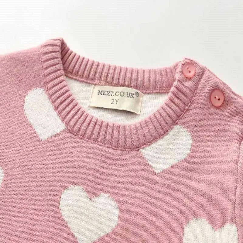 Herfst meisjes trui jurk liefde hart gebreide katoenen wol lange mouw kinderen jurken voor peuter vallen Kleding WL008 210610