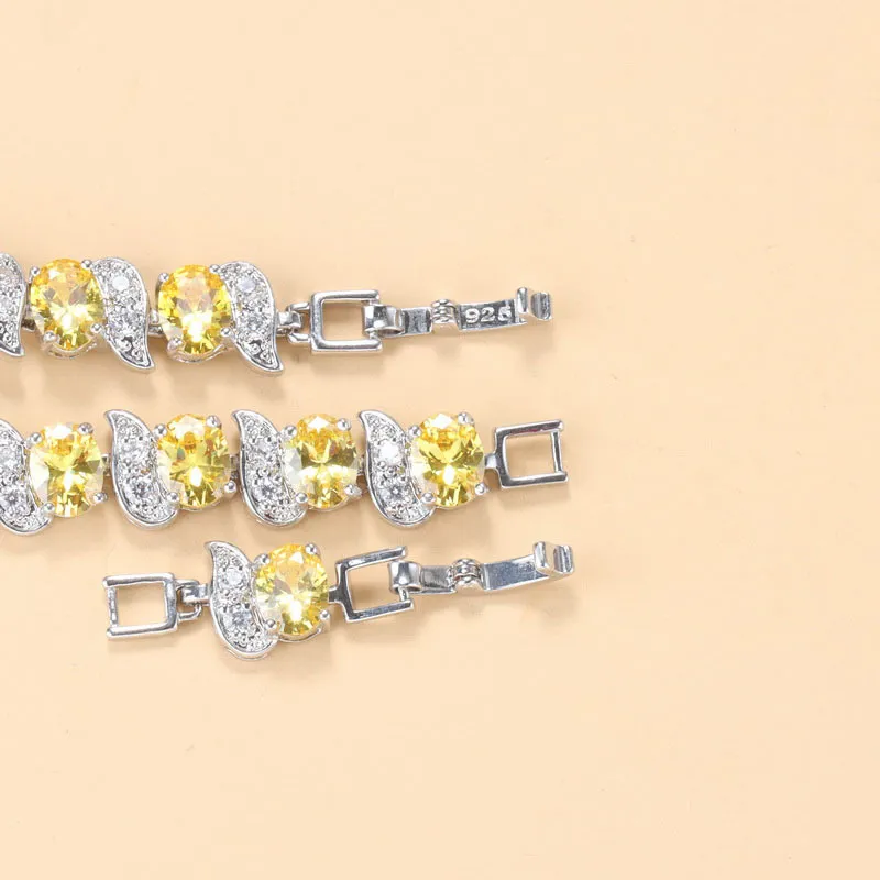 2021 Vintage Aksesuarlar 925 Ayar Gümüş Güzel Sarı Taş Charm Bilezik ve Kadınlar Için Bilezik Takı Yapımı