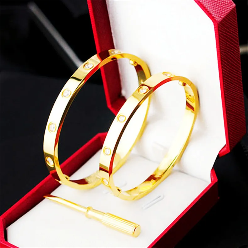 Pulseira de ouro prateado feminino masculino pulseira adorável casal festa presente de aniversário joias de aço inoxidável chave de fenda pulseiras de unhas femininas 2899