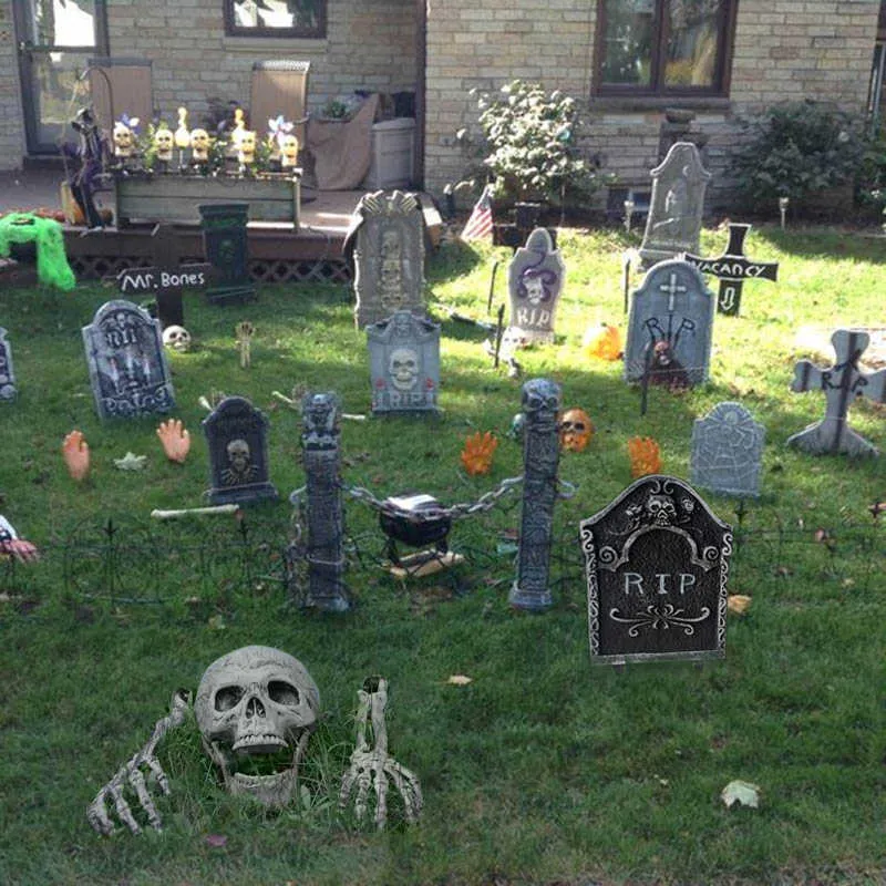 DIY Halloween Ogród Dekoracji Horror Dom Czaszka Szkielet Paw Bad Omens Haunted House Decor Przestrasza dzieci Halloween Decor Y0730