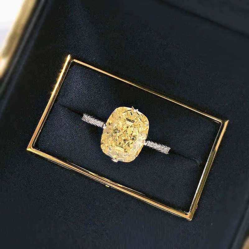 Oevas 100% 925 plata esterlina 8 * 10 mm de alto carbono diamante hielo corte anillos para mujeres boda brillante joyería fina al por mayor 211217