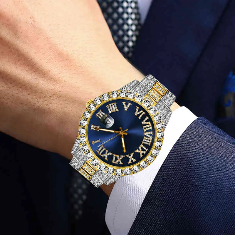 Iced Out Watch Men Luxury Brand Full Diamond s Es Aaa Cz Quartz 's Waterproof Hip Hop Male Clock Gift for