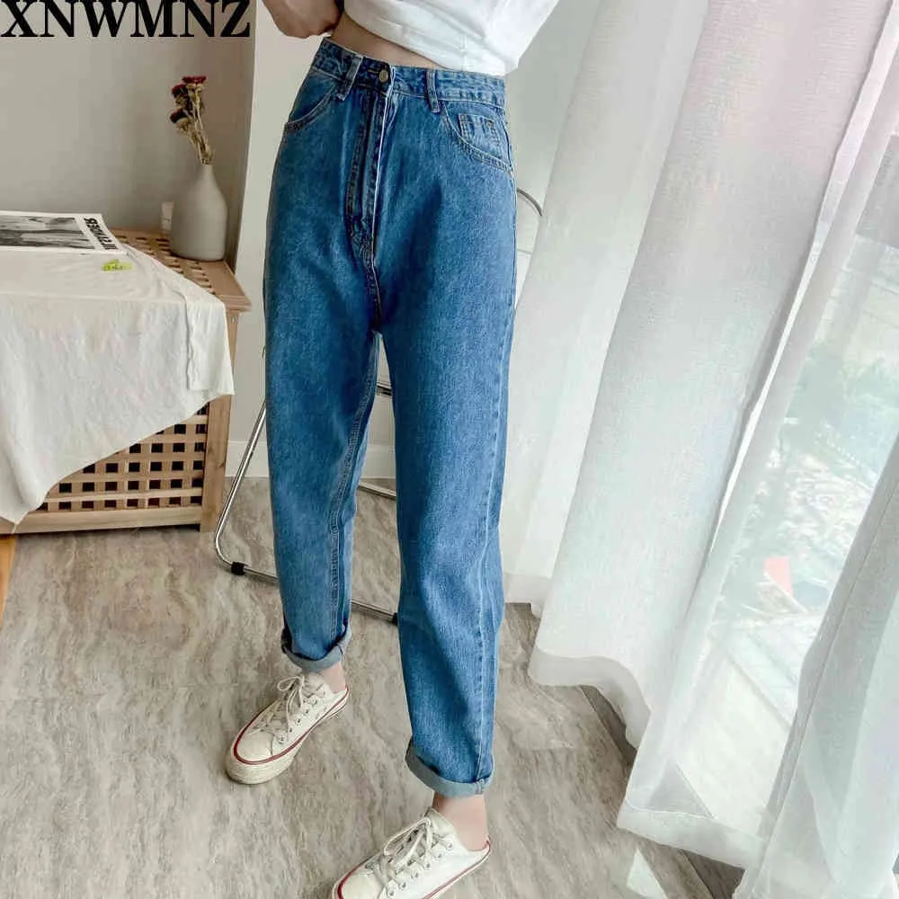 Jeans boyfriend da donna vintage donna mamma pantaloni a matita casual blu a vita alta pantaloni denim streetwear coreani 210520