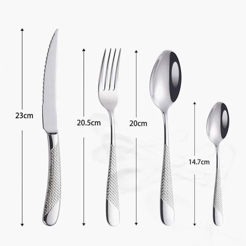 16 stycke bestick set rostfritt stål guld gaffel sked kniv bordsartiklar silverware dinnerware kök gratis 210928