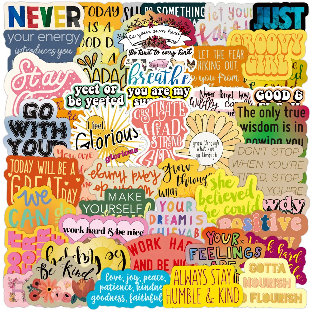 Motivational Phrases Sticker Quotes Sentences Waterproof for Laptop Phone Office Study Room Graffiti Decal Toy9752475