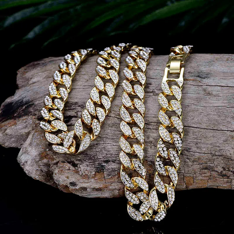 Miami Curb Cuban Link Chain Handhendend For Men Gold Silver Hip Hop Iced Out Povered Bling CZ Rapper Necklace Sieraden Gift T2001133178