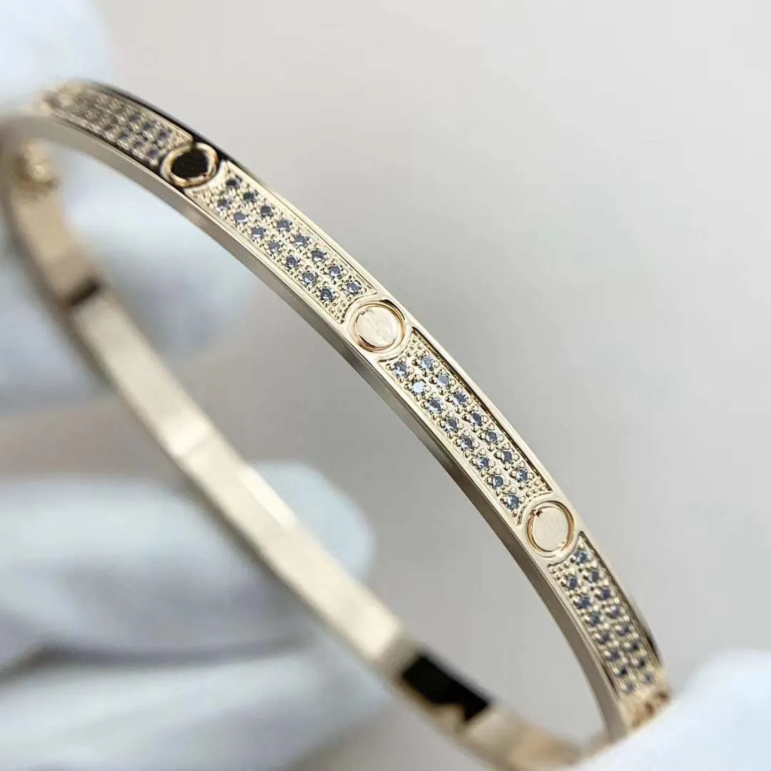Bracelet punk en or V avec diamant en plaqué rose 18 carats et platine pour femmes, bijoux de fiançailles, cadeau avec boîte PS4216244S