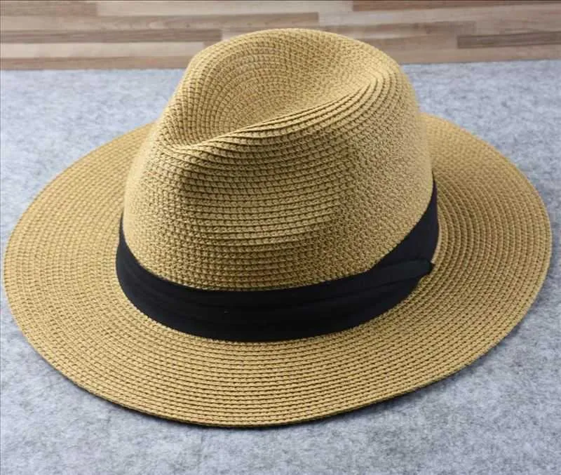 Manlig stor storlek Panama Hat Lady Beach Wide Brim Straw Adult Fedora Cap Men Foldbar hink S 5557CM 5860CM 2106084560989