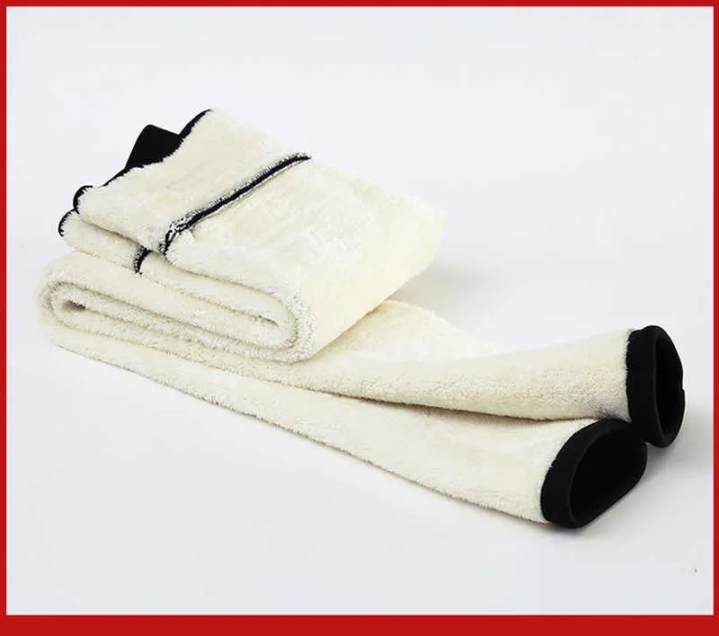 Pantaloni caldi invernali in pelle di agnello e cashmere donna Leggings Pantaloni in pile di lana e velluto spesso 210531