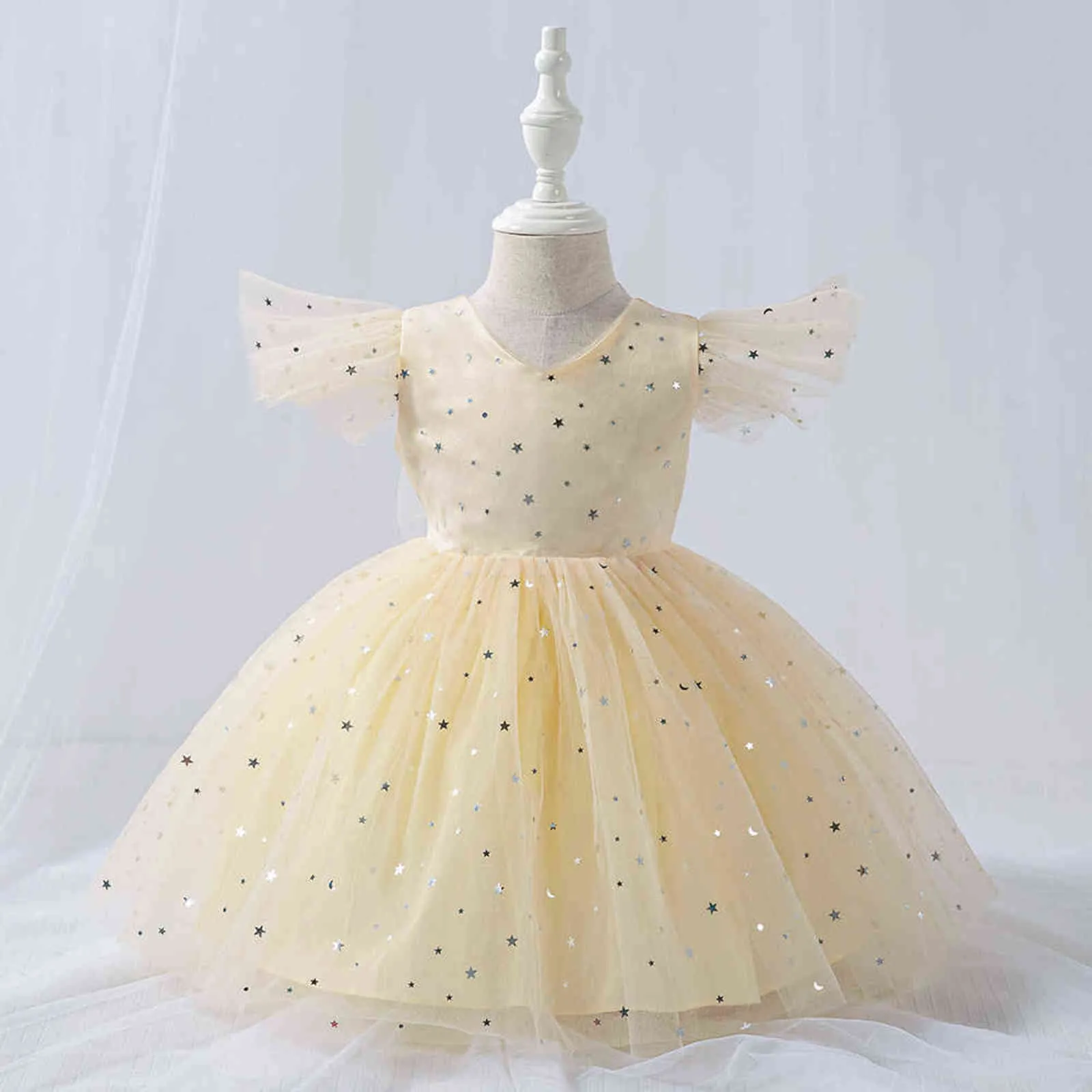 夏のスパンコールのレースのドレスプリンセス子供女の子の結婚式の子供たちはドレスアップ服最初の誕生日の赤ちゃんの女の子ドレス24ヶ月G1129
