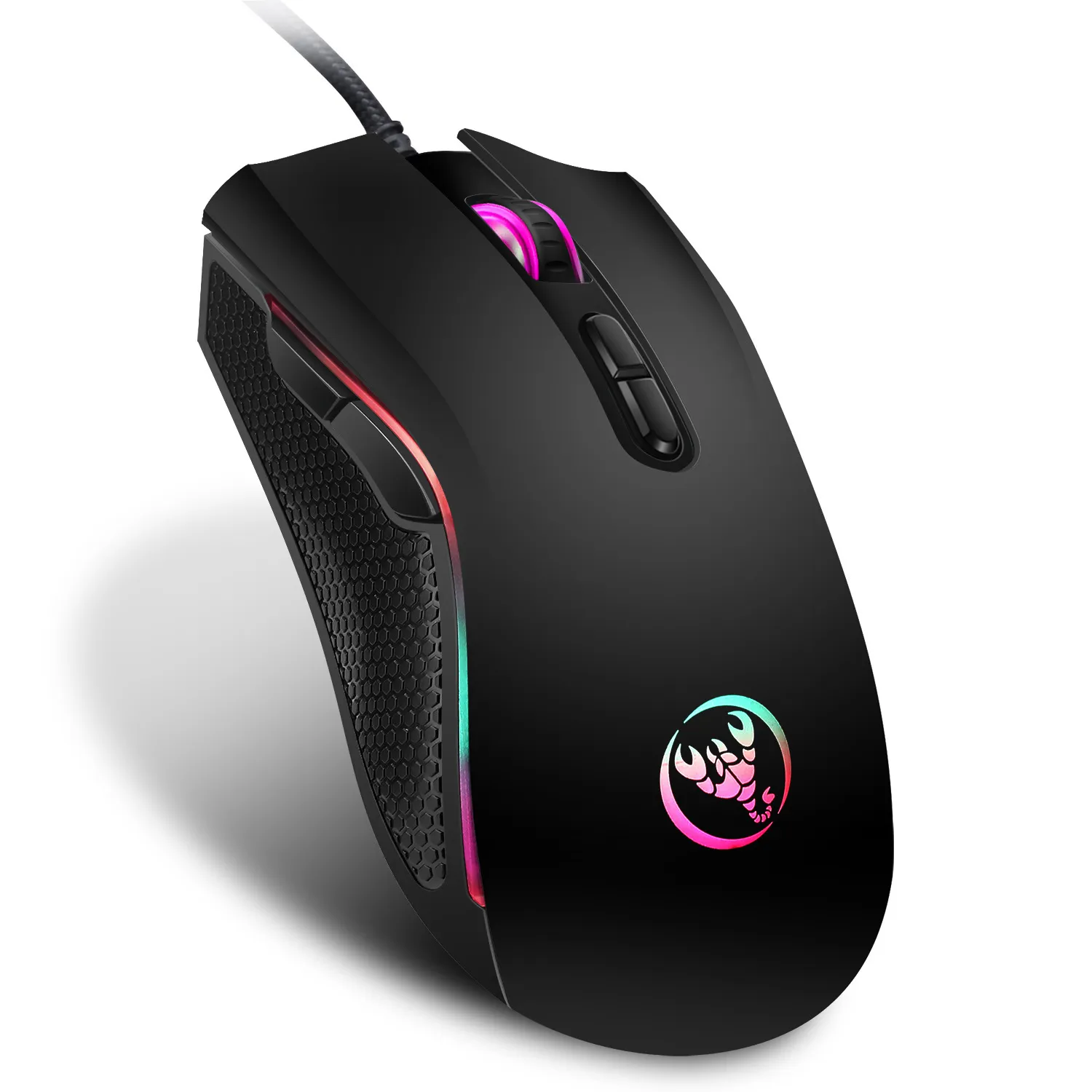 Hongsund brand High-end optical professional gaming mouse with 7 bright colors LED backlit and ergonomics design LOL CS