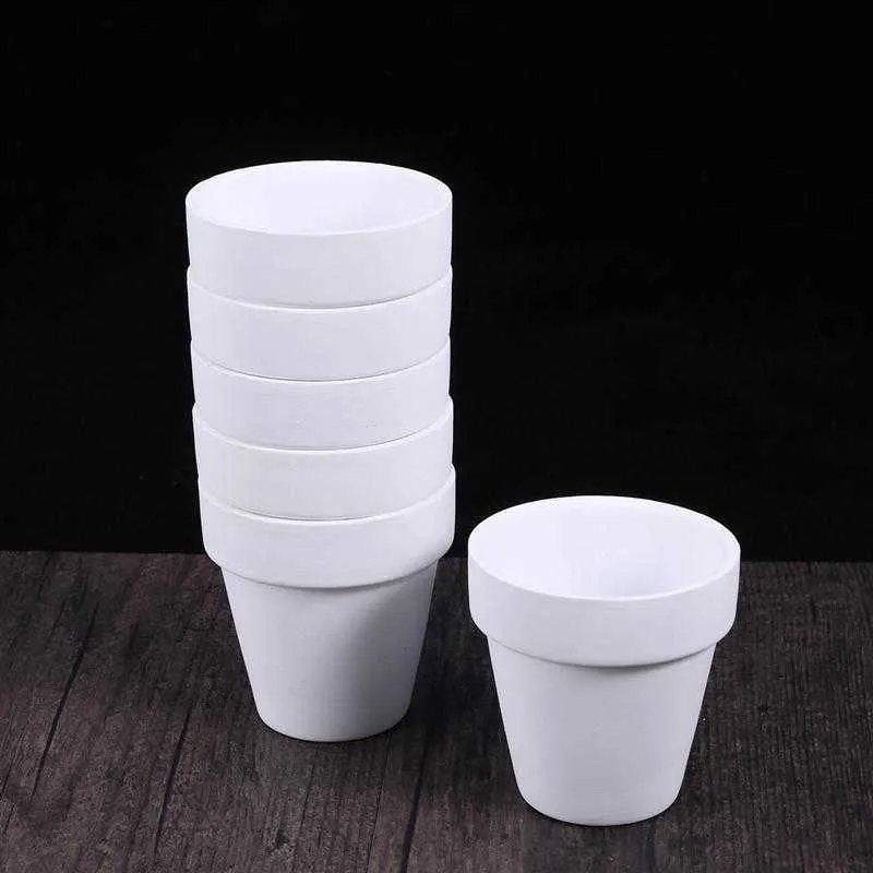 Pequeno branco Terracotta Pot Pot Pottery Plantador Cactus Flor Potes suculentos vasos de berçário com furo branco Y0910