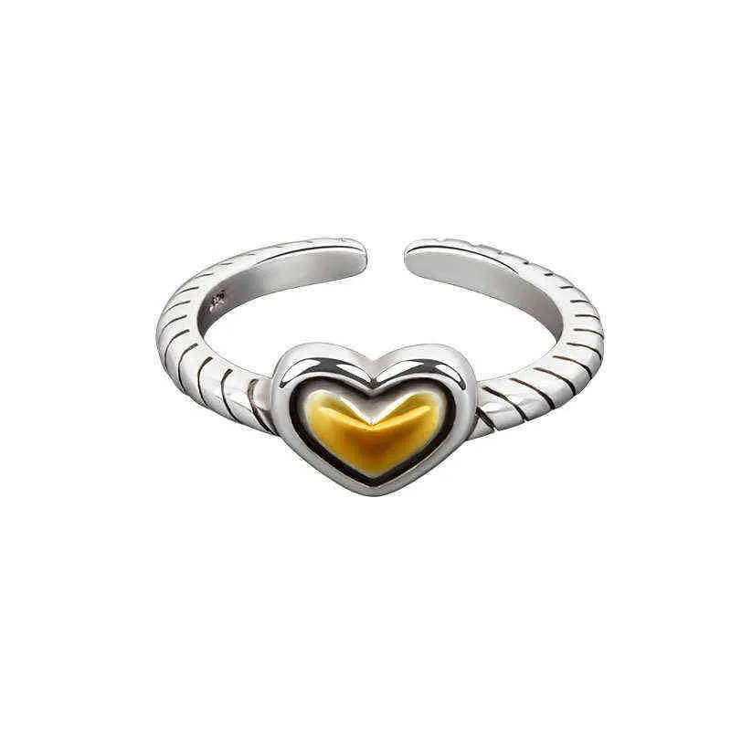 Jea.Angel 925 argento coreano INS amore cuore aperto anello regolabile femminile luce lusso design unico gioielli di moda il regalo del partito G1125