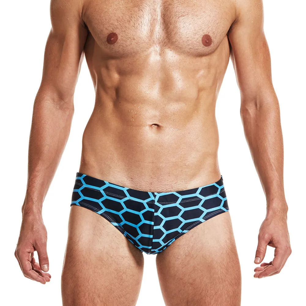 Badkläder Män Stripe Printing Baddräkt Simning Briefs Låg midja Baddräkt Sommar Mäns Swim Trunks Quick-Torka Beachwear 210515