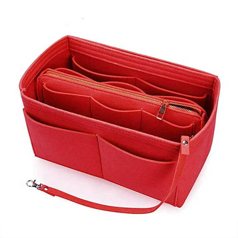 Felt Purse Insert Organizer Portable Cosmetic Bag Fit For Handbag Tote Various Bag Fashion Makeup Bag Organizer Necessaire 210729207G