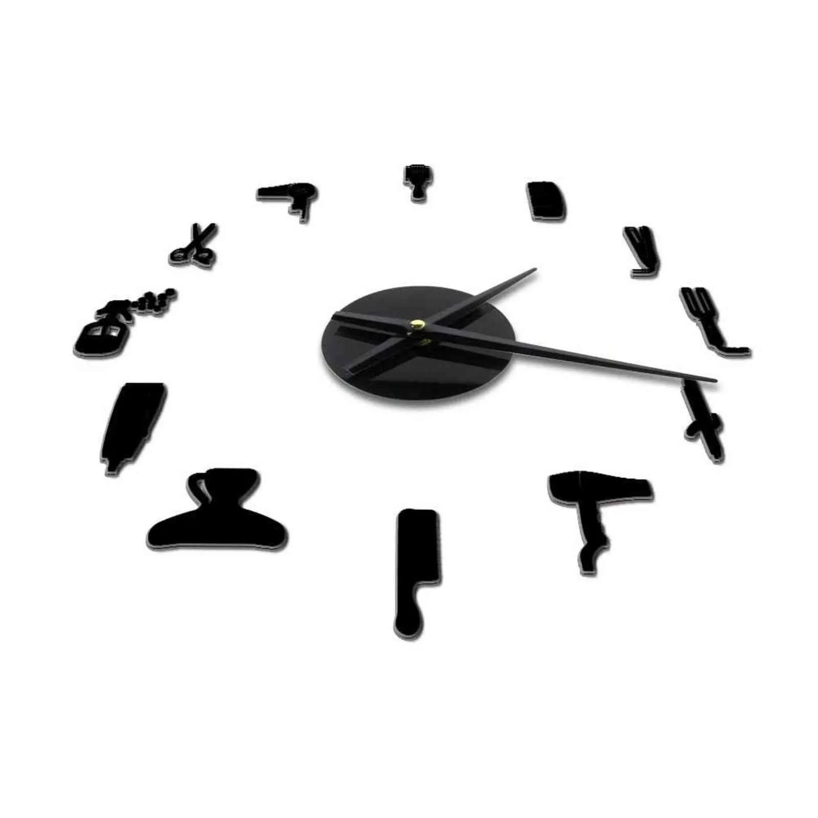 Barber Shop Hair Tool Large DIY Wall Clock Watch Stickers Frameless Beauty Salon Big Clocks Hairdresser Undefined Decor Horologe 23427903