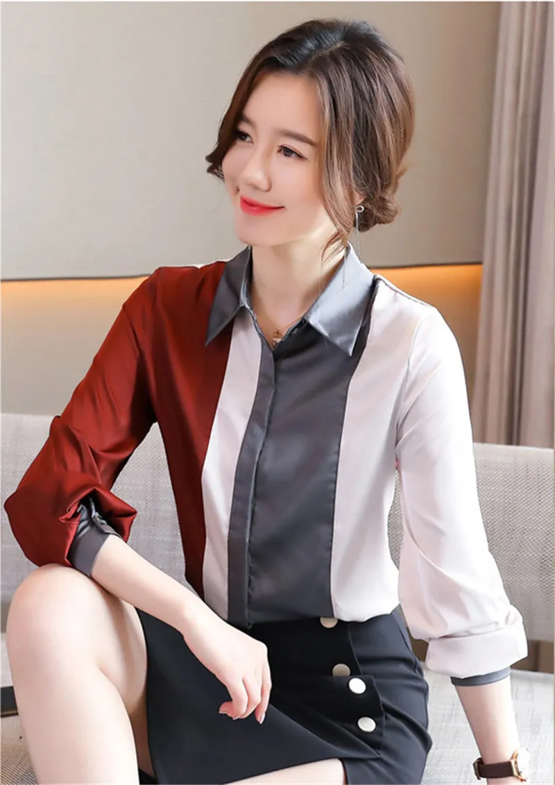 Koszule Kobiety Wiosna Jesień Z Długim Rękawem Eleganckie Work Wear Topy Koreański Moda Biała Bluzka Bluzki Femme 210520
