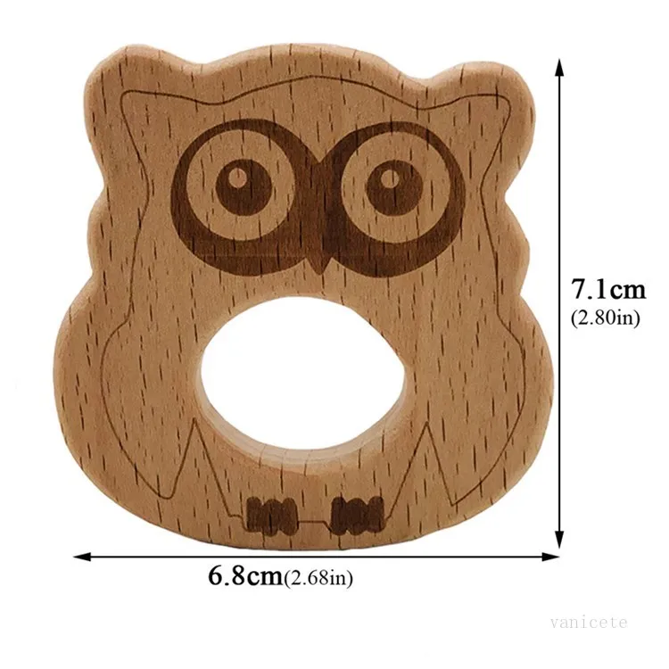 Bambino Massaggiagengive in legno Natura Casa di cura Baby Legno Dentizione Giocattolo Gufo di legno Cane Forma di riccio Succhietti Ciondolo da masticare T2I51904