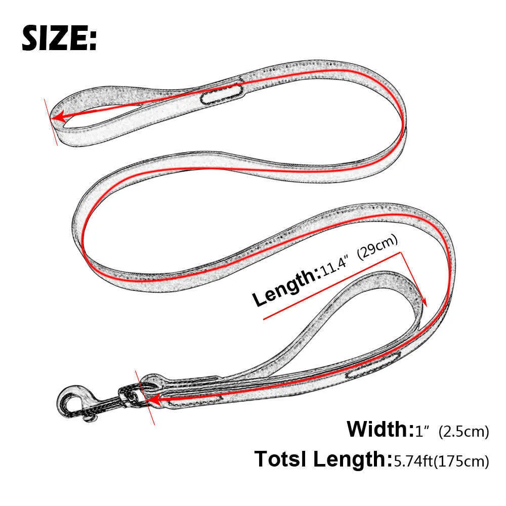 Geniune Cuir Pet Dog Leash Corde Formation Marche Laisses pour chiens de taille moyenne Contrôle rapide avec 2 poignées 211022