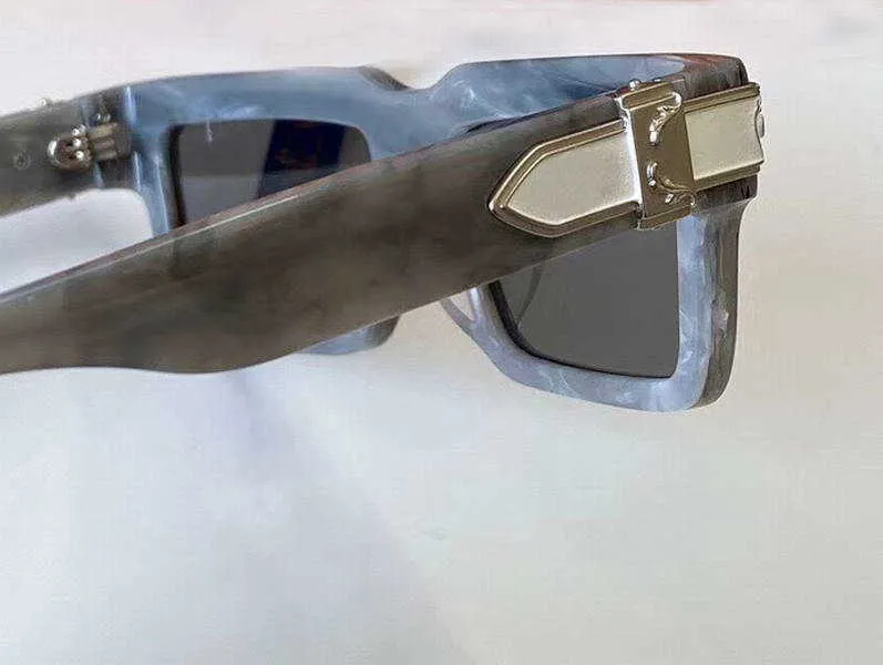 Solglasögon Joy White Grey Marble Silver Mirror Lenses 1403 Herr Sun Gglasses des de Soleil med Box Mens Solglasess Brand284V