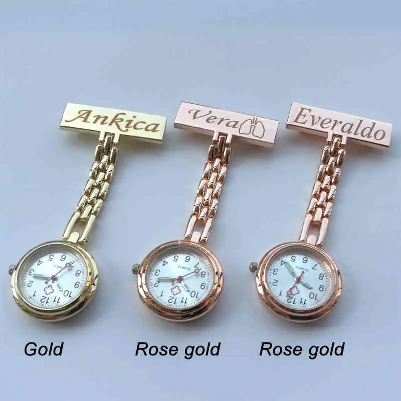 Spersonalizowane dostosowane grawerowane z twoim imieniem stalowa stalowa klapa broszka Brawo Rose Gold Fob Watch 285m