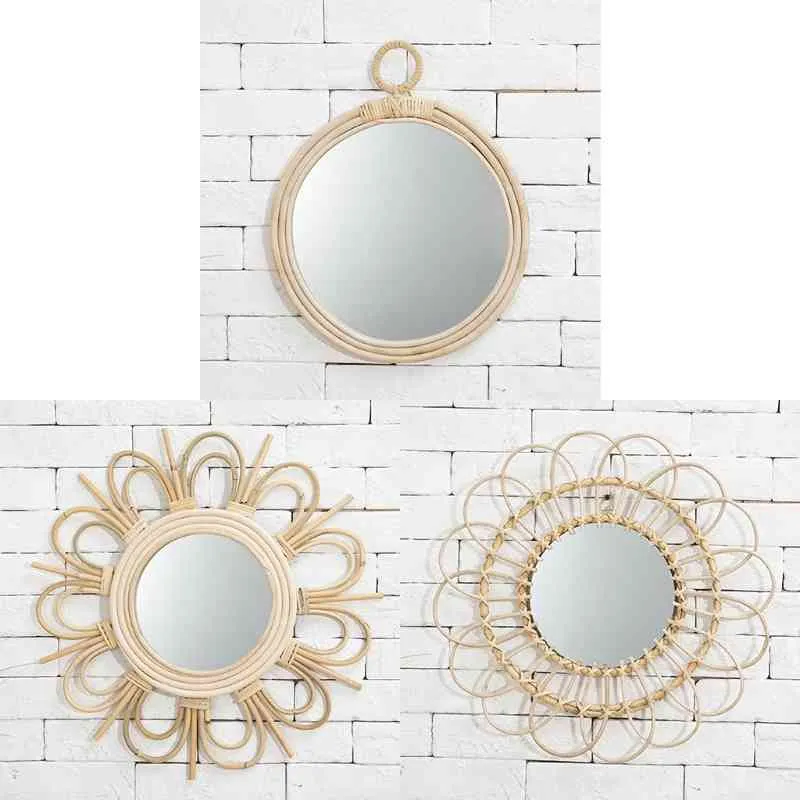 Rotin Art innovant chez l'habitant décoration miroir de maquillage Dressing salle de bain miroirs suspendus livraison directe