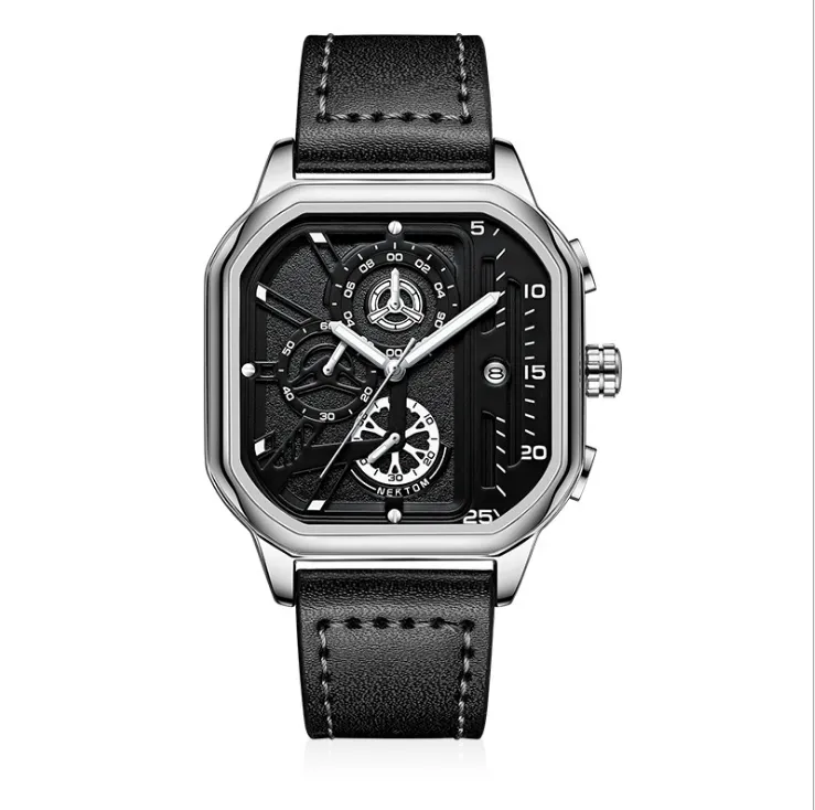 Nektom Brand Hollow Out Mens Watchs Quartz Watch STRAP CUIR HIGHE HIGHE QUIMENT LUMINE CALLE DIAL MASCULINE MALULINES 307Y
