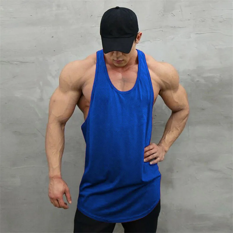 New Summer Brand Vest Mesh Gym Clothing Mens Tank Tops Sleeveless Shirt Bodybuilding Equipment Fitness Men's Stringer Tanktop 210421