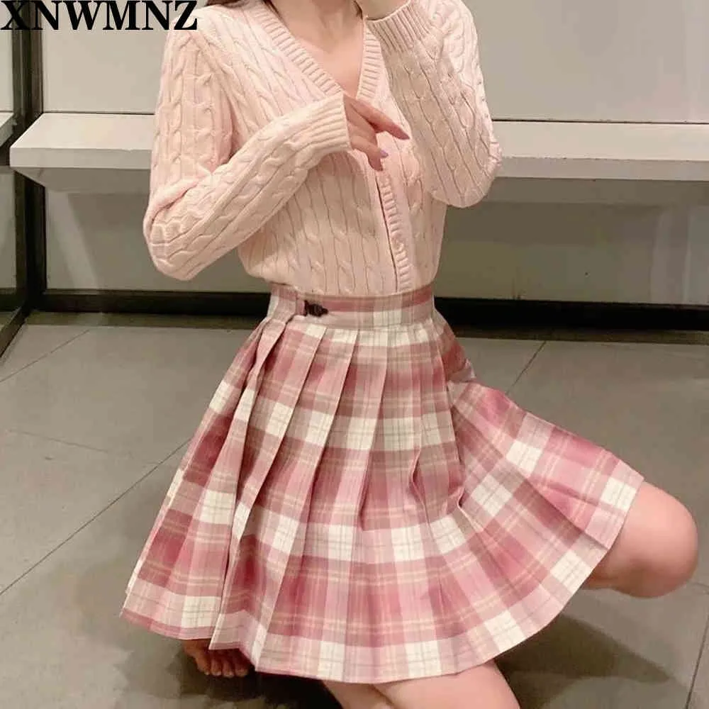 Plaid Pleated Satin Skirt Autumn High Waist Pleated Mini Skirt Women's Fashion Slim Waist Casual Tennis Skirts school Vacation 210510