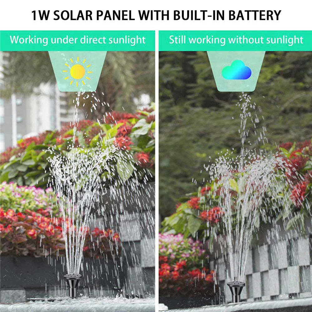 1.5/1W Solar Power Water Fountain Pump Fontein Bird Floating Pond Garden Patio Decor Lawn Decoration 210713