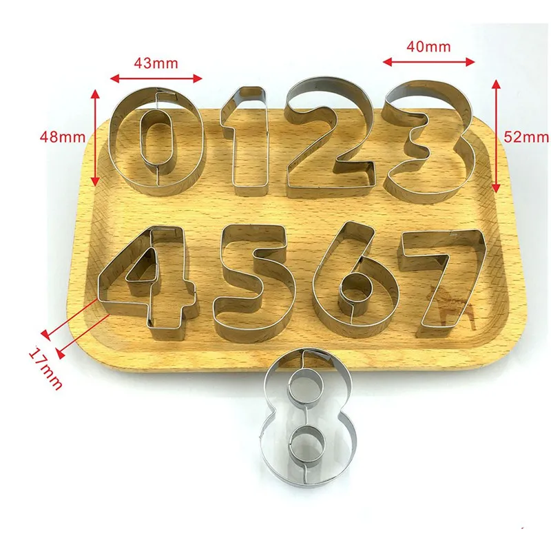 3D Creativo Numero A Forma di Formine Biscotti Set Premium In Acciaio Inox Muffa Del Biscotto Della Taglierina Del Fondente Strumento di Cottura Della Cucina