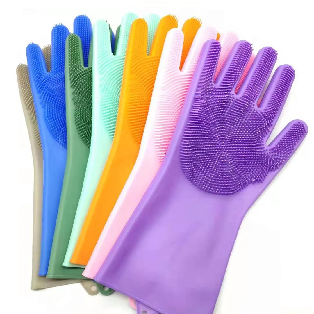 Washing Glove With Cleaning Brush Silicone Dishes Pet Washing Glove Kitchen Tools 88202150