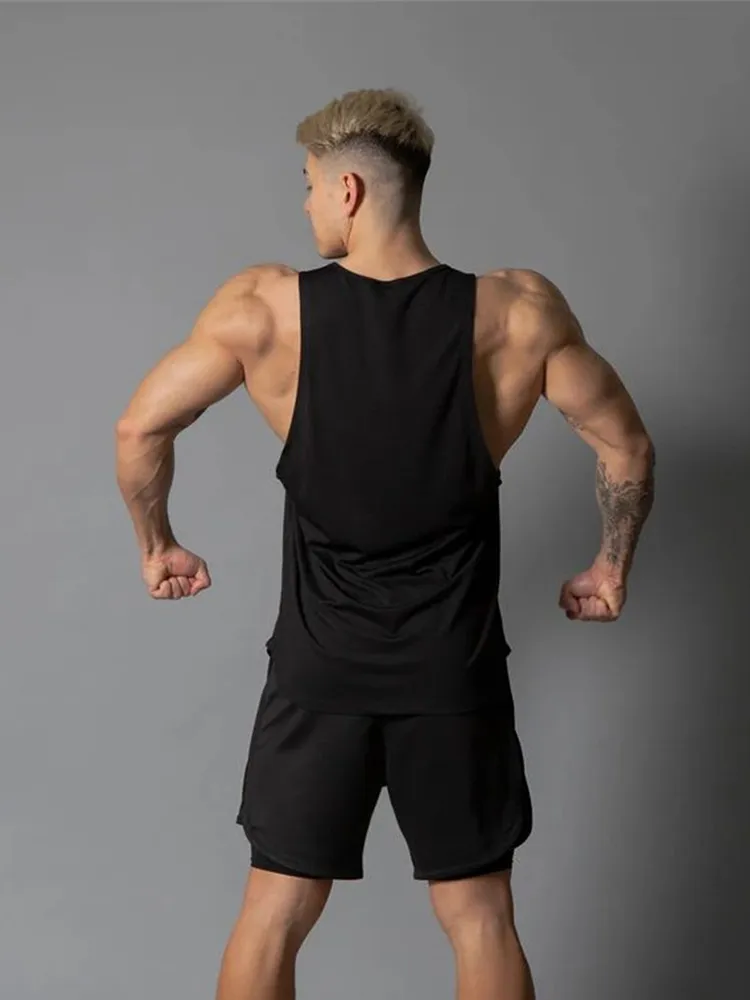 Hommes Stringer débardeur musculation Fitness maillots Muscle gilet t-shirt maillot de basket-ball séchage rapide survêtement
