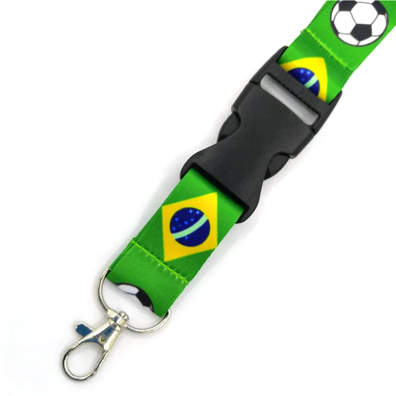 100st Brasilien flagga fotboll vintage 90s kvinnor nacke nyckelring nyckelring telefonrem id märke hållare rep nyckelring nyckelring cosplay