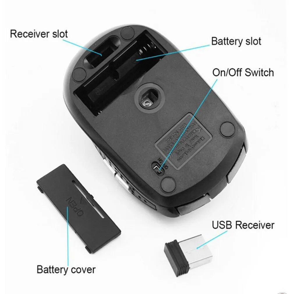 Trådlös Mini Optisk Dator Musmottagare Ergonomisk USB Muse Möss Mac Desktop Laptop Notebook