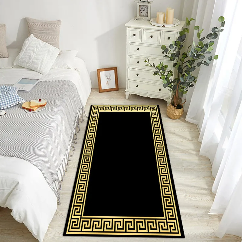 Carpet Living Room Modern Black Yellow Geometric Bedroom Bedside Rug Home Hallway Runner Kitchen Bath Floor Door Mat 220301