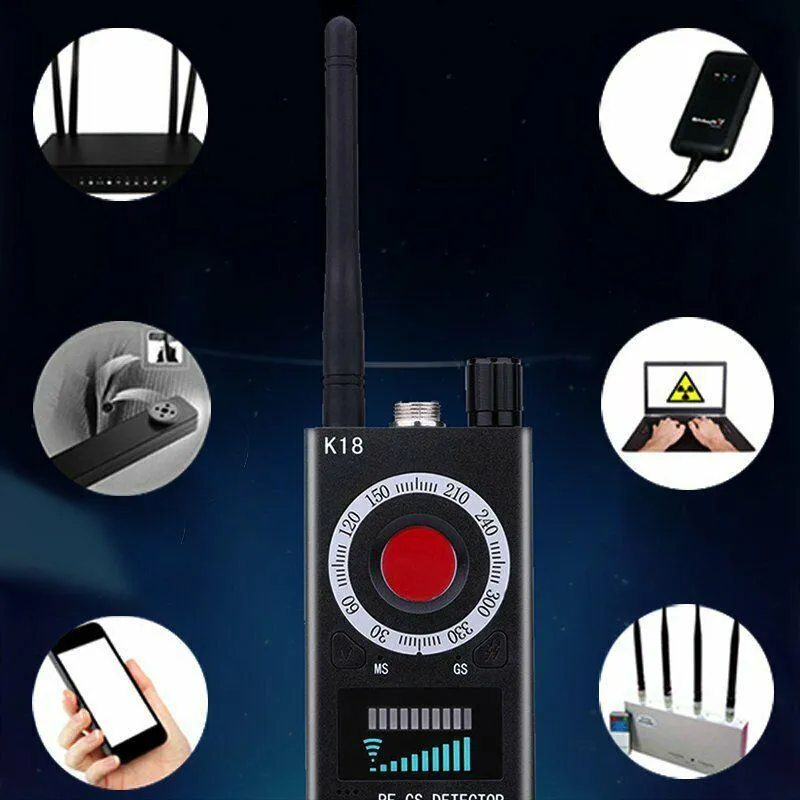 K18 다기능 방지 방지기 버그 미니 오디오 카메라 GSM Finder GPS 신호 렌즈 RF 로케이터 추적기 검출 무선 카메라 감지