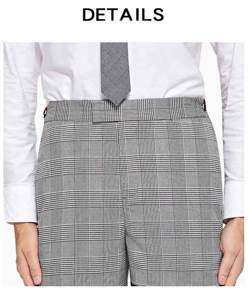 Mody marki mężczyzn Casual Suit Pants Grey Plaid Black Striped Spring and Autumn Business Formalne spodnie 228y