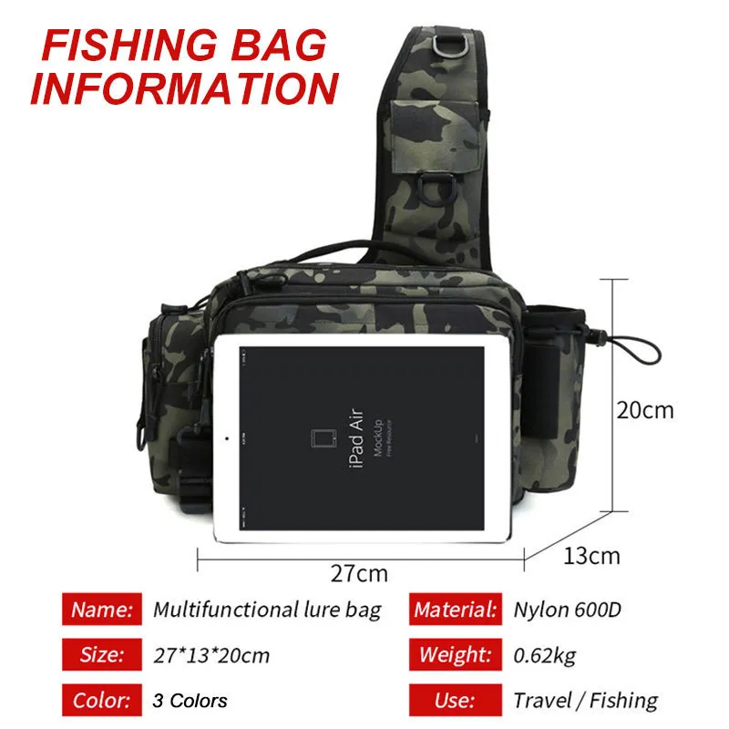 Multifunctional Fishing Tackle Bags Single Shoulder Crossbody Waist Pack Fish Lures Gear Utility Storage X232G 220216322R