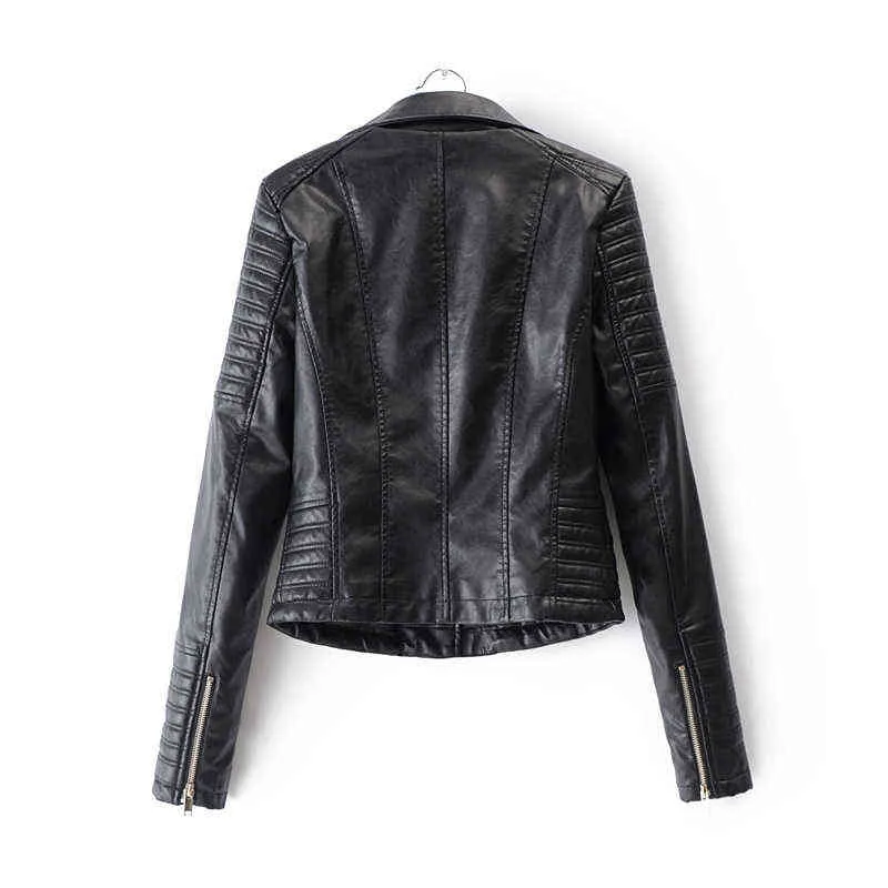 Fi femmes moto Faux cuir vestes dames Streetwear noir manteau à manches longues automne motard fermetures à glissière Outwear 211110