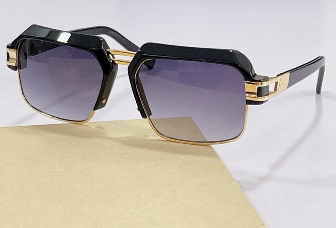 Vintage 6020 Square Solglasögon Silver Black Grey Lens Glasögon Fashion Accessories Solglasögon för män UV400 -skyddsglasögon med305L