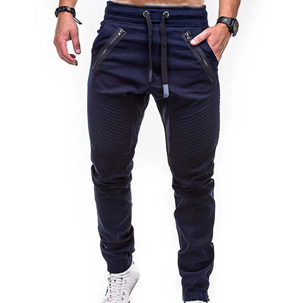 solide décontracté Hommes Casual Slim Survêtement Sport Solide Mâle Gym Coton Skinny Joggers Sweat Pantalon Décontracté Pantalon X0615