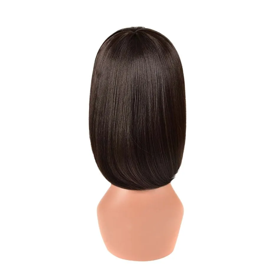 Короткий боб парик с челкой для женщин Синтетический боб парики 12 дюймов натуральный черный для вечеринки ежедневное использование длины плеча FSHION ICONFACTORY DIRE