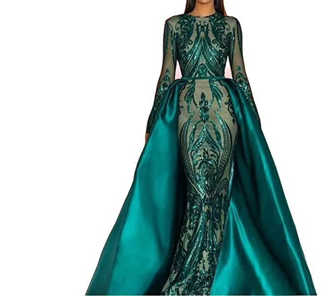 Style arabe Emerald Green Sirène robes de soirée