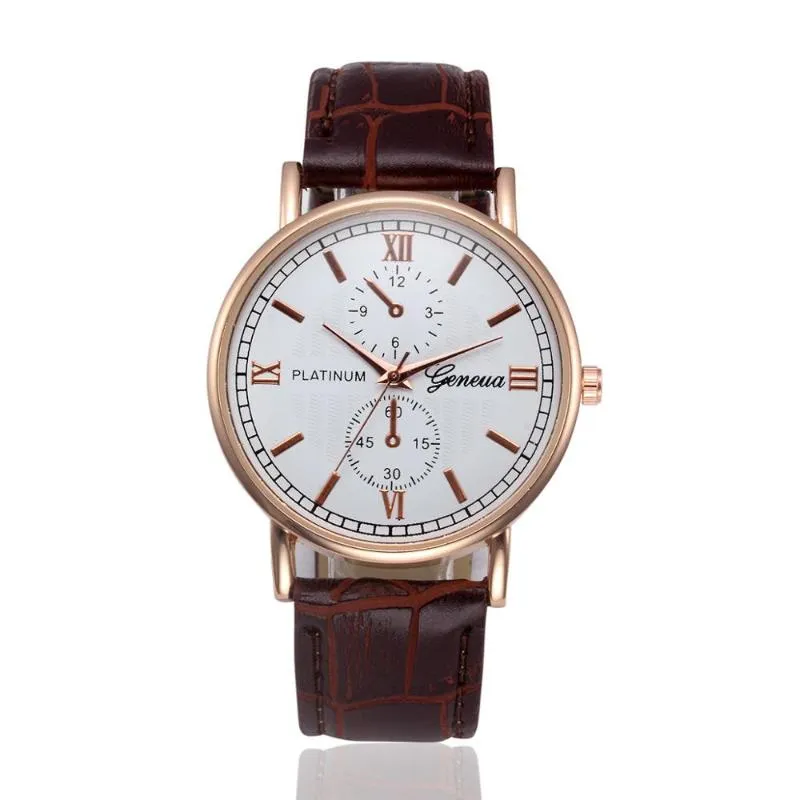 Horloges Genève Romeinse Cijfers Nep Ogen Heren Horloge Mode Riem Casual Business Klok Merk Quartz Relogio Masculino2334