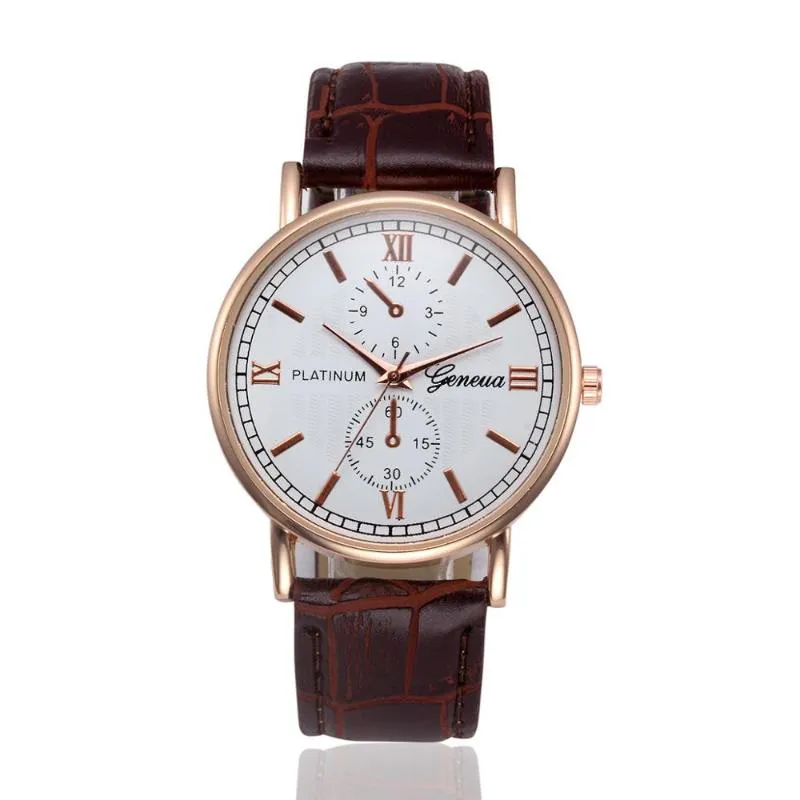Wristwatches Geneva Roman Numerals Fake Eyes Men's Watch Fashion Belt Casual Business Clock Brand Quartz Relogio Masculino296e