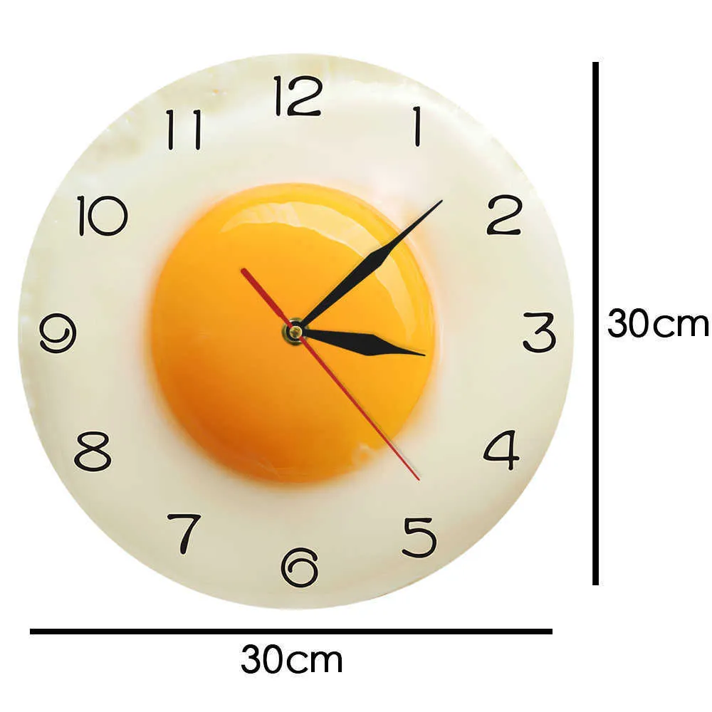 Sunny Side Up Fried Egg Kitchen Decor Acrylic Wall Clock Breakfast Food Resturant Wall Art Dining Room Silent Wall Hanging Watch 210930